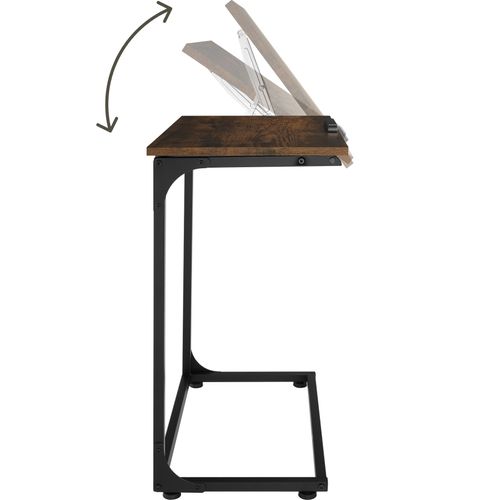 Table D'appoint 55 X 35 X 66,5 Cm En Panneau Aggloméré Bois Foncé