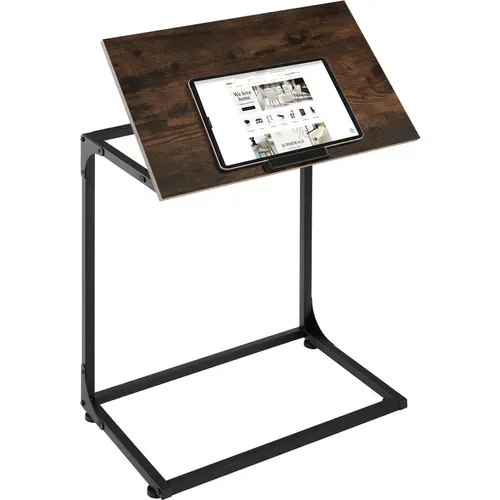 Table D'appoint 55 X 35 X 66,5 Cm En Panneau Aggloméré Bois Foncé