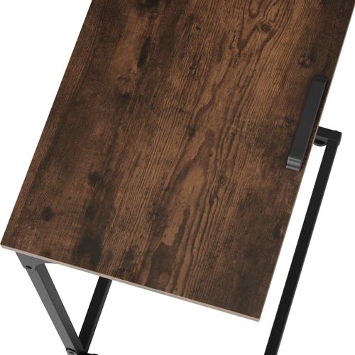 Table D'appoint 55 X 35 X 66,5 Cm En Panneau Aggloméré Bois Foncé