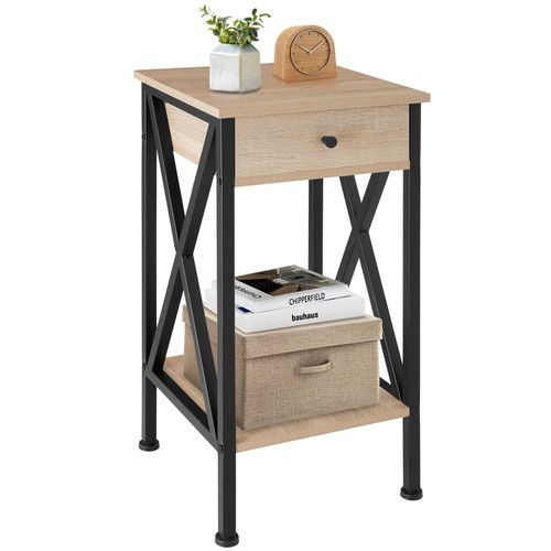 Table D'appoint 35 X 35 X 70,5 Cm En Panneau Aggloméré Bois Clair