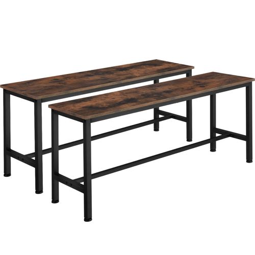 Ensemble De 2 Bancs Fairfield En Panneau Aggloméré Bois Foncé Industriel, Rustique