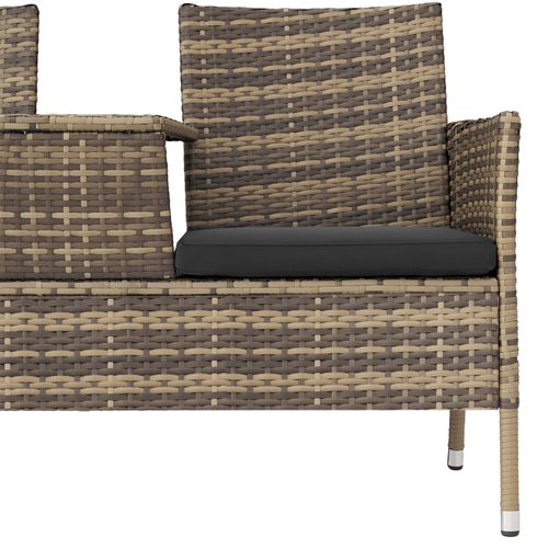 Canapé De Jardin Rotin 2 Places Marron Naturel/gris Foncé