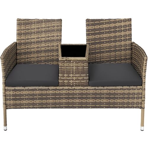 Canapé De Jardin Rotin 2 Places Marron Naturel/gris Foncé