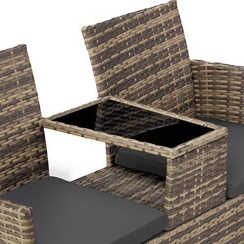 Canapé De Jardin Rotin 2 Places Marron Naturel/gris Foncé