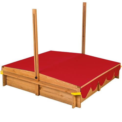 1 Bac À Sable, Cabane De Jardin Enfant Avec Toit Et Véranda émilia En Bois Rouge