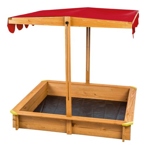 1 Bac À Sable, Cabane De Jardin Enfant Avec Toit Et Véranda émilia En Bois Rouge