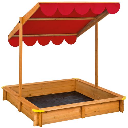 1 Bac À Sable, Cabane De Jardin Enfant Avec Toit Et Véranda émilia En Bois Rouge
