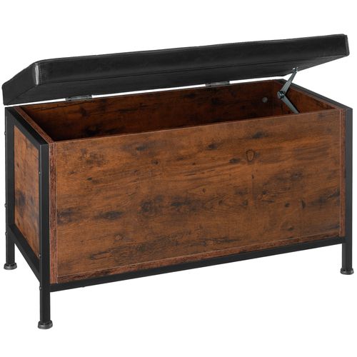 Coffre Banquette De Rangement Cuir Synthétique Bois Foncé