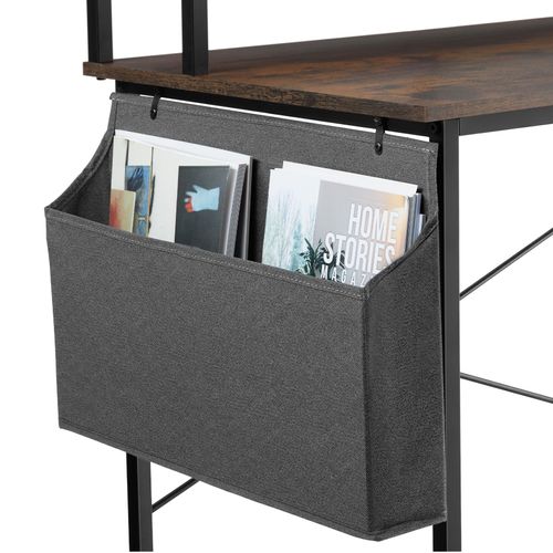 Bureau Everett En Panneau Aggloméré Bois Foncé Industriel, Rustique