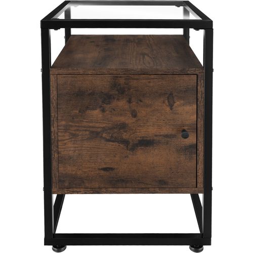 Table De Chevet Dudley En Panneau Aggloméré Bois Foncé Industriel, Rustique