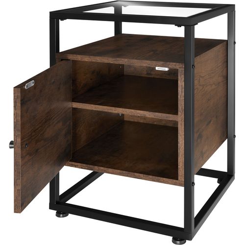 Table De Chevet Dudley En Panneau Aggloméré Bois Foncé Industriel, Rustique