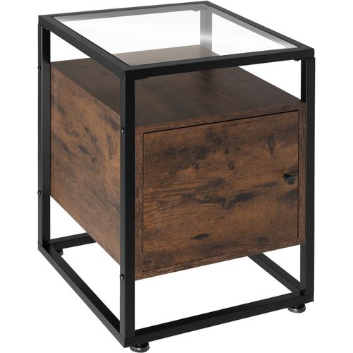 Table De Chevet Dudley En Panneau Aggloméré Bois Foncé Industriel, Rustique