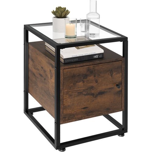 Table De Chevet Dudley En Panneau Aggloméré Bois Foncé Industriel, Rustique
