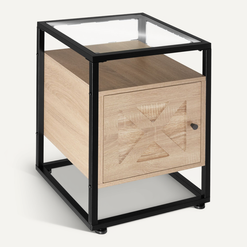 1 Table De Chevet Kidderminster En Panneau Aggloméré Bois Clair Industriel, Chêne Sonoma