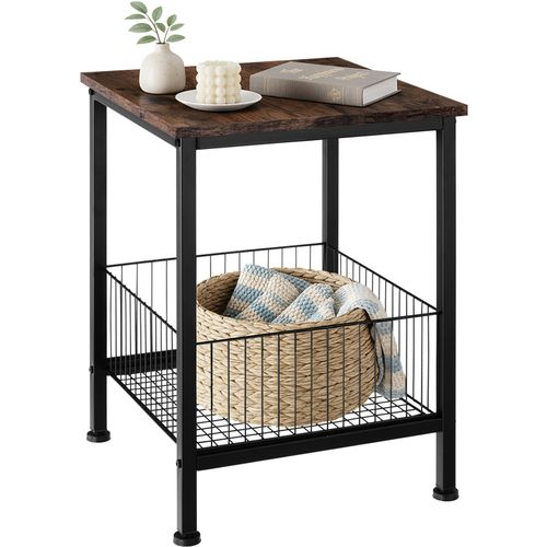 Table D'appoint Grimsby En Panneau Aggloméré Bois Foncé Industriel, Rustique