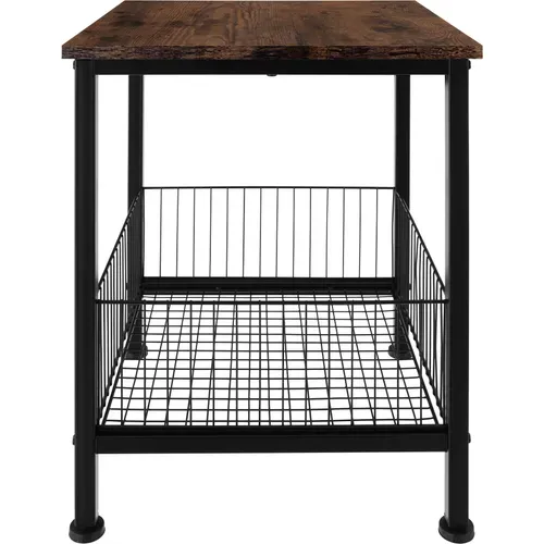 Table D'appoint Grimsby En Panneau Aggloméré Bois Foncé Industriel, Rustique