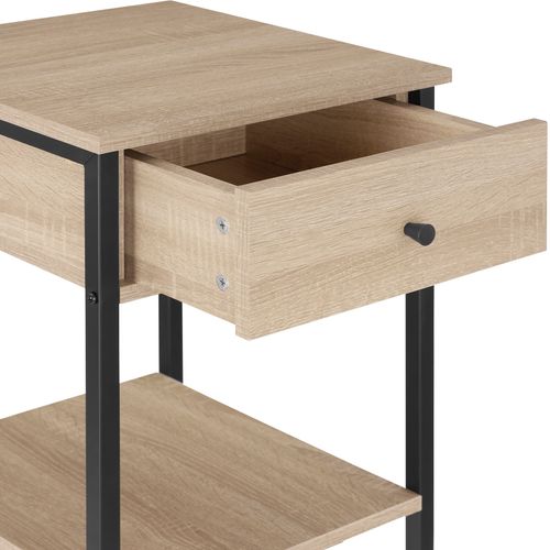 1 Table De Chevet Bradford En Panneau Aggloméré Bois Clair Industriel, Chêne Sonoma