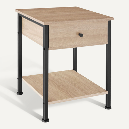 1 Table De Chevet Bradford En Panneau Aggloméré Bois Clair Industriel, Chêne Sonoma