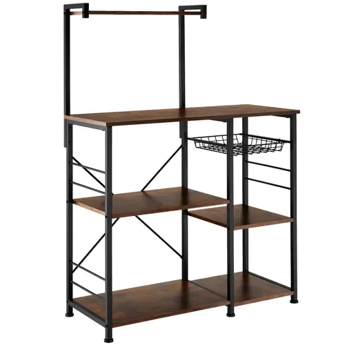 étagère De Cuisine Crawley En Panneau Aggloméré Bois Foncé Industriel, Rustique