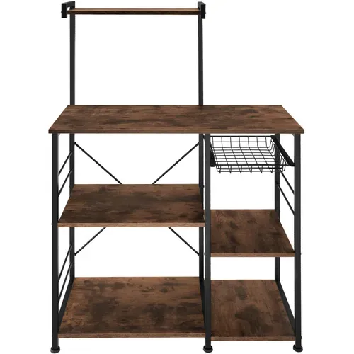 étagère De Cuisine Crawley En Panneau Aggloméré Bois Foncé Industriel, Rustique