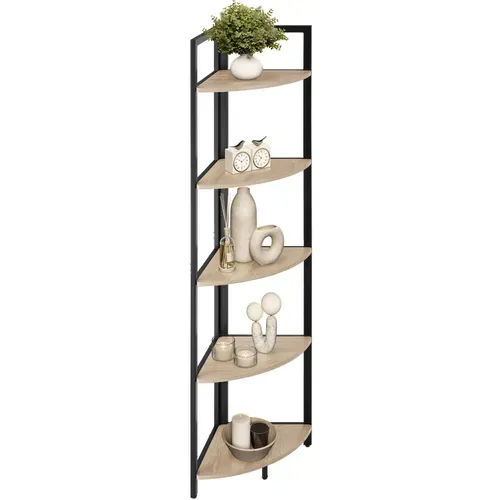 étagère D’angle Style Industriel 30x30x150 Cm Bois Clair