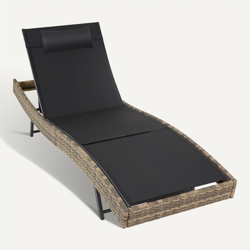 Bain De Soleil En Rotin Moana En Polyéthylène, Acier Marron Naturel
