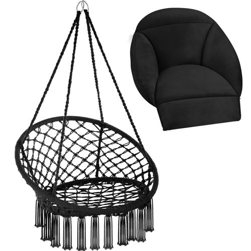 1 Fauteuil Suspendu Samira En Polyester, Acier Noir