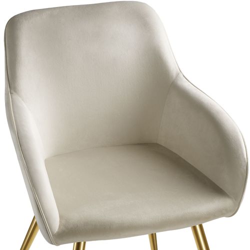 Ensemble De 4 Chaises Rembourrées Aspect Velours Crème Et Or