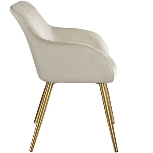 Chaise Rembourrée Effet Velours Crème Or Forme Ergonomique Stable 6 Places 58x62x82cm