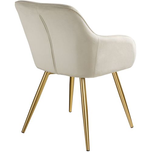 Chaise Rembourrée Effet Velours Crème Or Forme Ergonomique Stable 6 Places 58x62x82cm