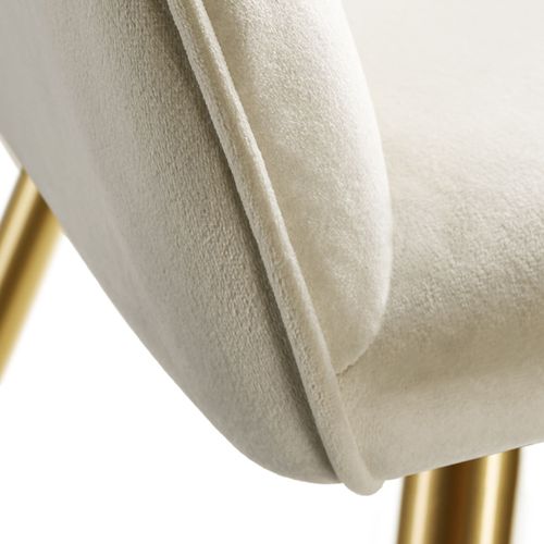 Chaise Rembourrée Effet Velours Crème Or Forme Ergonomique Stable 6 Places 58x62x82cm