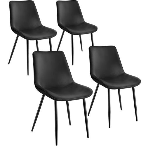 Lot 4 Chaises Assise Ergonomique Rembourrée Aspect Velours Noir