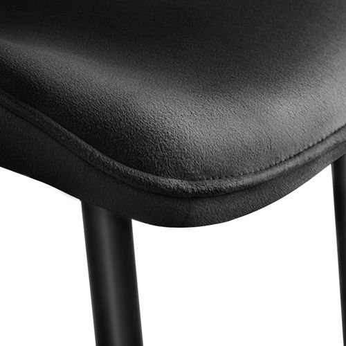 Lot De 6 Chaises Rembourrées Aspect Velours Assise Ergonomique Noir