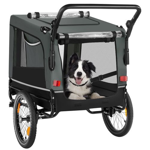 1 Remorque Vélo Pour Chien Woofrider En Acier Gris
