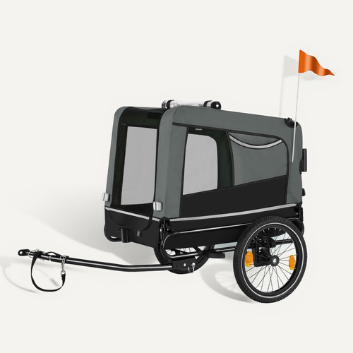 1 Remorque Vélo Pour Chien Woofrider En Acier Gris