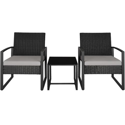 Ensemble De Salon De Jardin En Rotin Gris Clair/noir  55.5 X 58 X 78 Cm