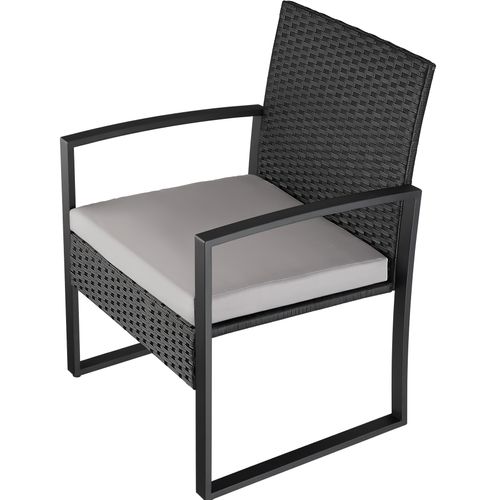 Ensemble De Salon De Jardin En Rotin Gris Clair/noir  55.5 X 58 X 78 Cm