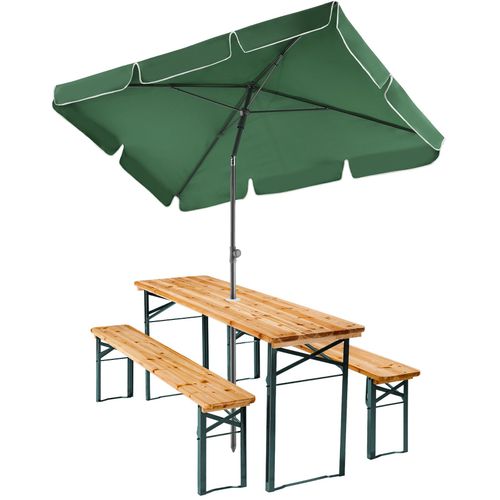 Ensemble Jardin Pliable Parasol Acier-bois Résistant Extérieur 3 Pièces
