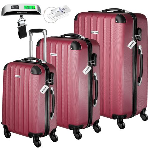 Ensemble De 3 Valises Avec Pèse-bagage Et étiquettes Roulettes 360 Degrès