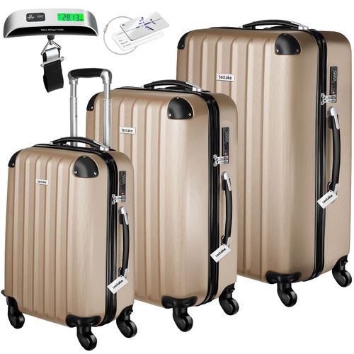 1 Ensemble De 3 Valises Talia En Plastique Abs Champagne