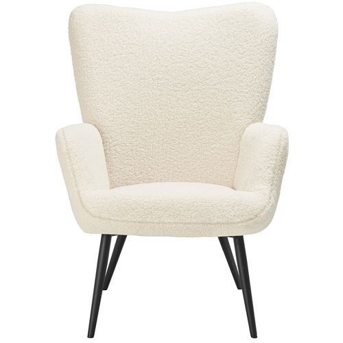 Fauteuil Hygge En Polyester, Acier Bouclé Crème/noir