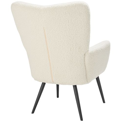 Fauteuil Hygge En Polyester, Acier Bouclé Crème/noir