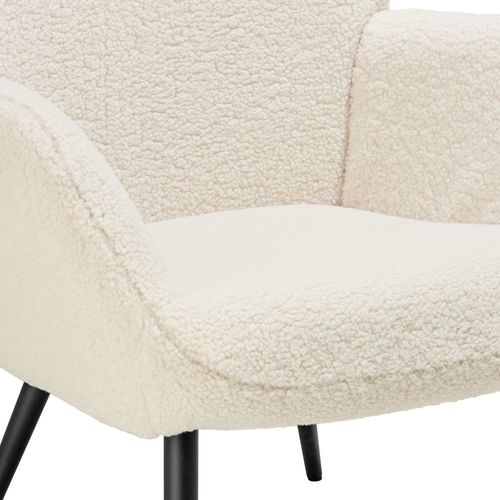 Fauteuil Hygge En Polyester, Acier Bouclé Crème/noir