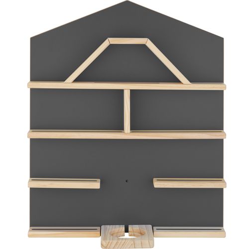 étagère Murale Forme Maison Gris Anthracite 12 Tablettes Bois Fixation Magnétique 50x15,5x60cm
