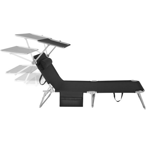 Bain De Soleil 4 Positions Pliable En Polyester Et Acier Noir