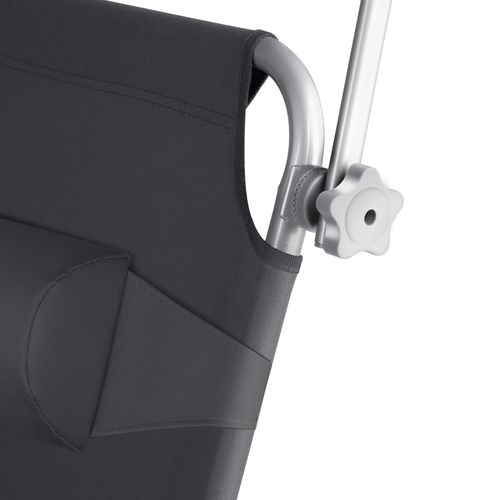 Bain De Soleil 4 Positions Pliable En Polyester Et Acier Noir