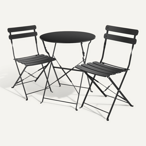 Ensemble Table Et Chaises Bistrot Noir  59 X 59 X 70.5 Cm