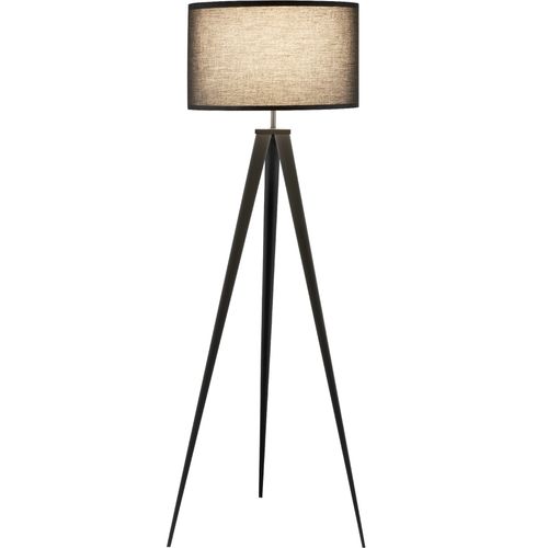 Lampadaire Abat-jour En Tissu Et Trépied Patins Doux Pour Le Sol Noir