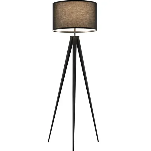 Lampadaire Abat-jour En Tissu Et Trépied Patins Doux Pour Le Sol Noir