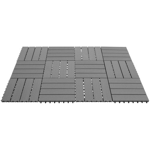 Lot De 11 Dalles De Terrasse Tegulas En Wpc Gris